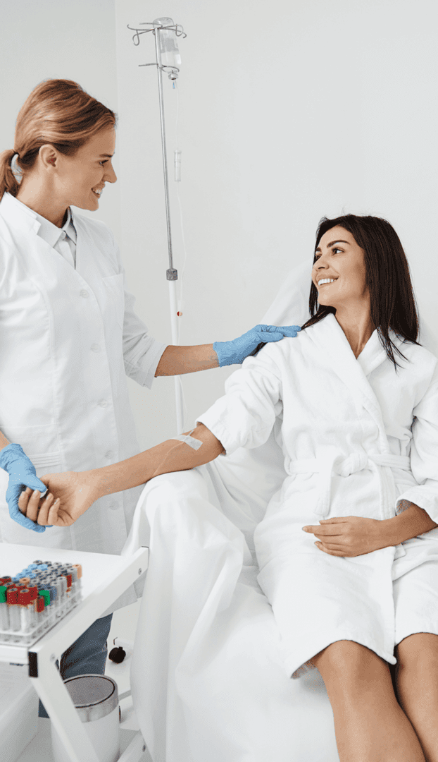 Nurse preparing patient for a blood test.